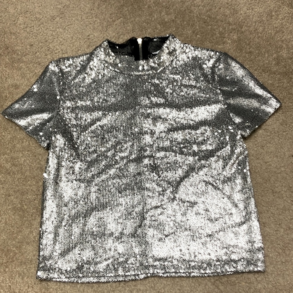 Zara silver sequin top size Small